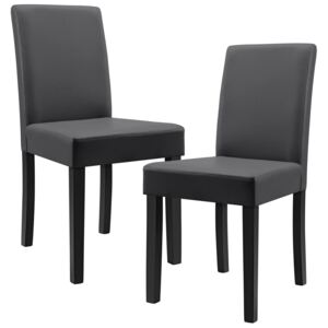 [en.casa]® Set Dorina 2 scaune bucatarie, 90 x 42 cm, piele sintetica,forma sezut trapezoidala, gri inchis