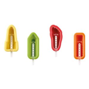 Set 4 forme colorate din silicon pentru înghețată cu diverse forme Lékué Iconic