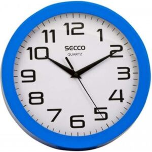 SECCO Ceas de perete, 24,5 cm, ramă albastră, SECCO "Sweep second"