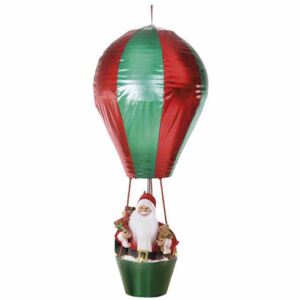 Decoratiune suspendabila Balon Zburator cu Mos Craciun verde rosu Ø 64x150 cm