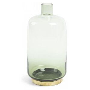 Vaza verde din sticla cu baza alama 33 cm Jayna Kave Home