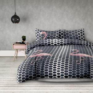 Lenjerie de pat din microfibră AmeliaHome Flamingo Dark, 200 x 200 cm + 50 x 75 cm