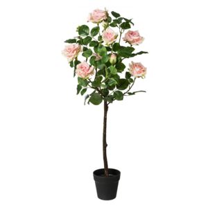 Floare artificiala in ghiveci, Rose Trunk Roz, H95 cm