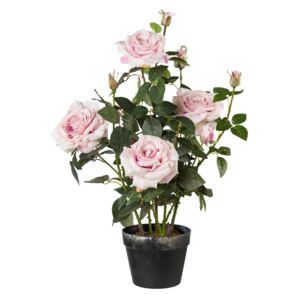 Floare artificiala in ghiveci, Rosebush Roz deschis, H68 cm