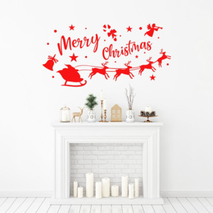 Merry Christmas Santa I. - autocolant de perete Rosu 50 x 25 cm