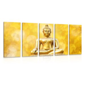 Tablou 5-piese statuie Budha de aur