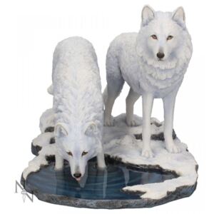 Statueta lupi albi Razboinicii iernii 35 cm Lisa Parker