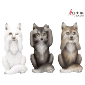 Set 3 statuete Trei lupi intelepti - 10 cm