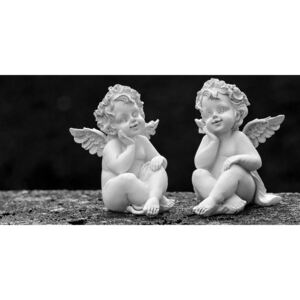Tablou o pereche de îngeri mici în design alb-negru