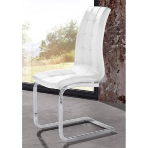 Set de 2 scaune LOLA din piele sintetica/metal, alb/argintiu, 52 x 54 x 101 cm