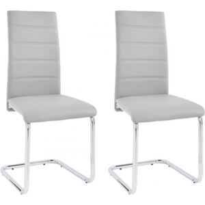Set de 2 scaune ADORA din piele sintetica - gri/crom