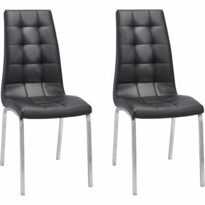 Set de 2 scaune tapitate Lila negru/argintiu