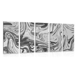 Tablou 5-piese model abstract în design alb-negru