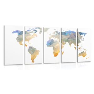 Tablou 5-piese harta poligonală a lumii