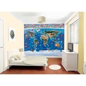 Walltastic Mapa Světa - fototapet pe perete 305x244 cm