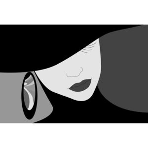 Tablou doamnă nobilă în pălărie în design alb-negru