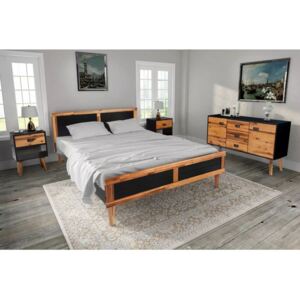 Set mobilier dormitor, 4 piese, lemn masiv acacia, 180x200 cm