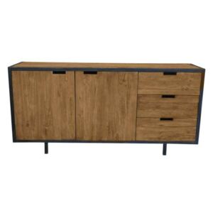 Bufet cu sertare Sumatra, 85x50x180 cm, lemn/ metal, maro/negru