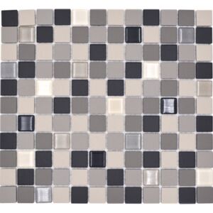 Mozaic sticla-ceramica CU G60 mix bej/gri/negru 32,7x30,2 cm