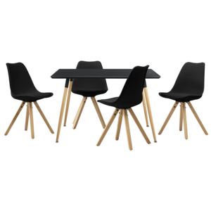 [en.casa]® Masa design Celine de bucatarie/salon neagra - 120 x 70 cm - cu 4 scaune moderne de culoare neagra