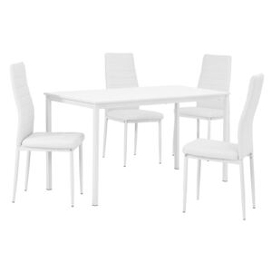 [en.casa]® Masa bucatarie/salon design elegant (140x60cm) - cu 4 scaune elegante imitatie piele (alb)