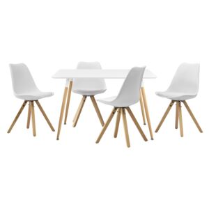 [en.casa]® Masa design Celine de bucatarie/salon alba - 120 x 70 cm - cu 4 scaune moderne de culoare alba