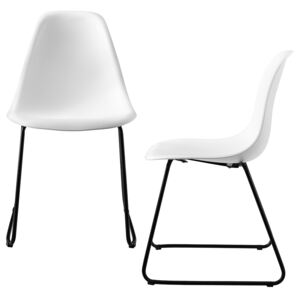[en.casa]® Set Corina 2 bucati scaune design - 82 x 46,5cm - cu picioare metalice - alb