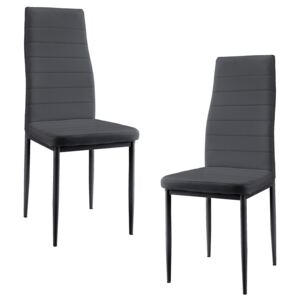[en.casa]® Set Casandra 2 scaune bucatarie, en.casa, 96 x 43 cm, piele sintetica, gri