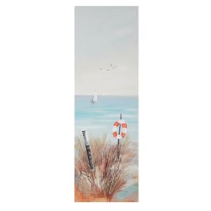 Tablou pictat manual cu ramă din lemn de pin Mauro Ferretti Beach Lifebuoy, 30 x 90 cm