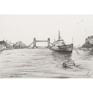 Vincent Alexander Booth - HMS Belfast on the river Thames London, 2006, Reproducere