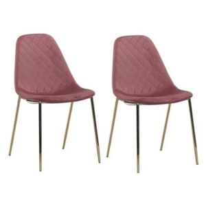 Set de 2 scaune Terry, catifea, roz inchis/ auriu