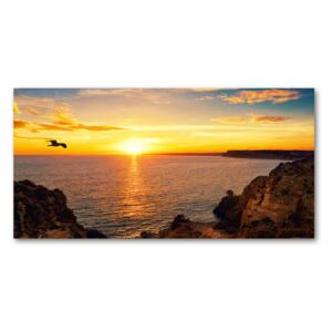 Pictura pe sticlă acrilică Apus de soare pe mare