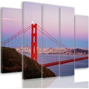 CARO Tablou pe pânză - Golden Gate 3 Bridge 100x70 cm