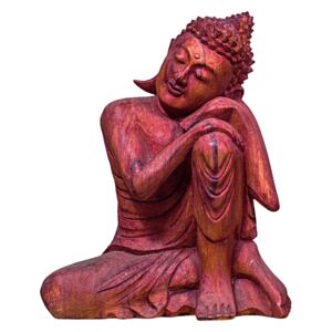 Statuetă Resting Buddha Red Wood, L