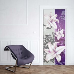 GLIX Tapet netesute pe usă - Floral Pattern With Swirls Purple
