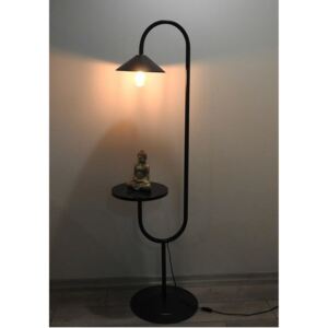 Masuta cu lampadar Decora Homs, negru, 160 x 40 cm, metal/pal 18 mm