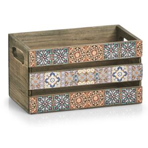 Cutie pentru depozitare din lemn Mosaic Small Multicolor, L24xl14xH13,5 cm