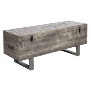 Masa gri din lemn si metal pentru cafea 35x115 cm Chest Bench Invicta Interior