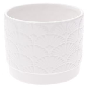 Recipient ceramic ghiveci Shells, alb, 11,8x 9,8 x 9 cm