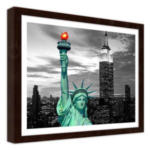 CARO Imagine în cadru - Statue Of Liberty And New York City 70x50 cm Maro