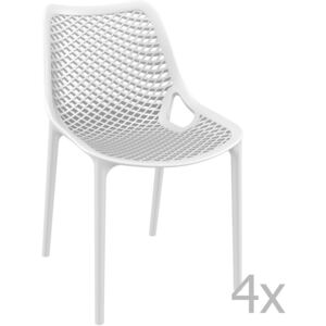 Set 4 scaune de grădină Resol Grid Simple, alb