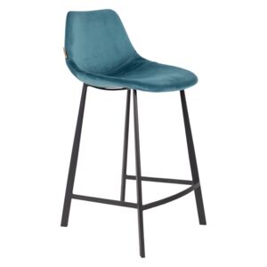 Set 2 scaune de bar H91cm catifea albastra Franky
