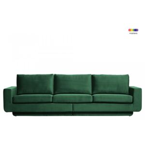 Canapea verde padure din catifea si lemn pentru 3 persoane Fame Green Forest Be Pure Home