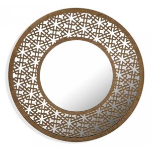 Oglinda rotunda maro din MDF si metal pentru perete 80 cm Round Wall Mirror Versa Home