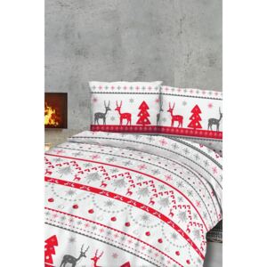 Lenjerie de pat din flanel Sobíci model de Crăciun alb 140x200 cm