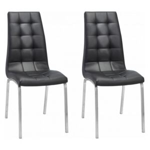 Set de 2 scaune tapitate Lila negru/argintiu