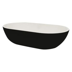 Lavoar baie oval pe blat alb cu negru din compozit Dalet, Dione Alb Negru