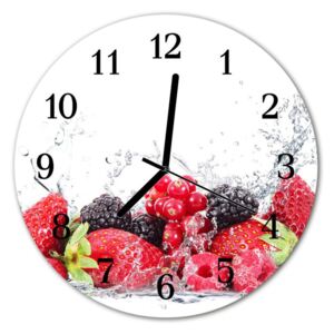 Ceas de perete din sticla rotund Fructe de bucătărie Roșu, Negru