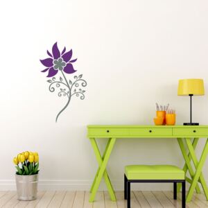 Floral decoration VIII. - autocolant de perete Gri și violet 30 x 55 cm