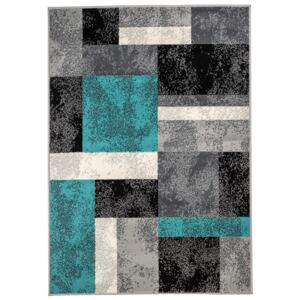Covor Modern & Geometric Kusakio, Gri/Albastru/Negru, 60x110 cm